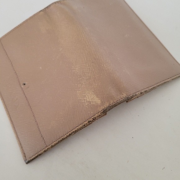 PRADA Beige Tan Leather Wallet Small Saffiano Card Case Holder Bifold - Picture 10 of 10